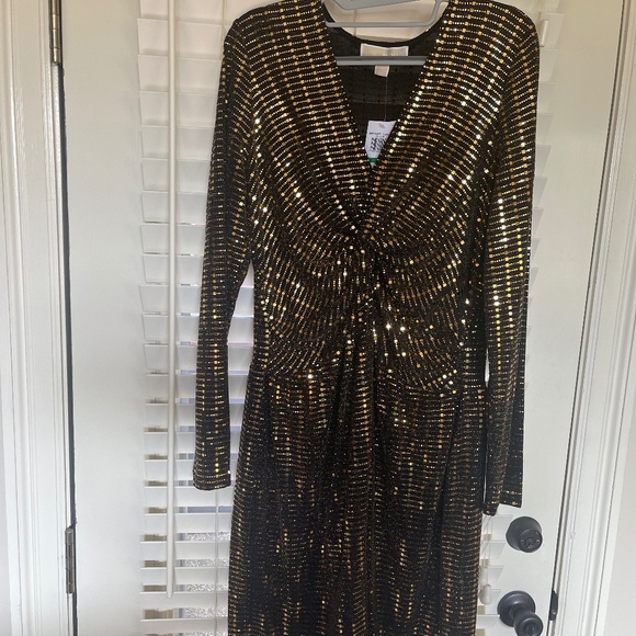 Michael Kors | Black / Gold Mini-Dress (L) - Picture 1 of 8